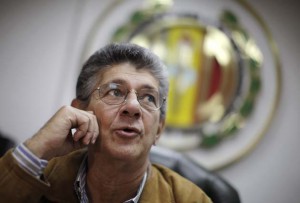 Ramos Allup, leader of the opposition party AD speaks during an interview with Reuters in Caracas